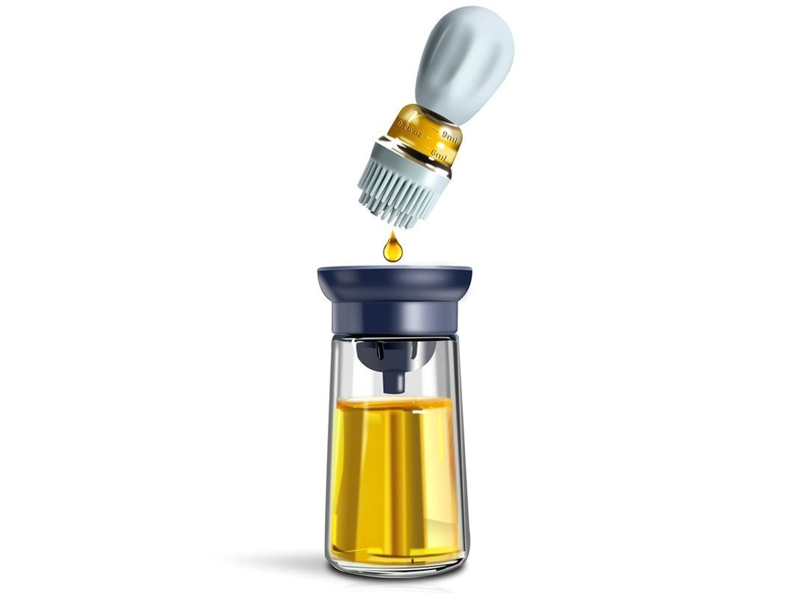 Dispensador De Óleo Com Escova Linjou, Garrafa De Vidro 2 Em 1 Com Escova De Silicone