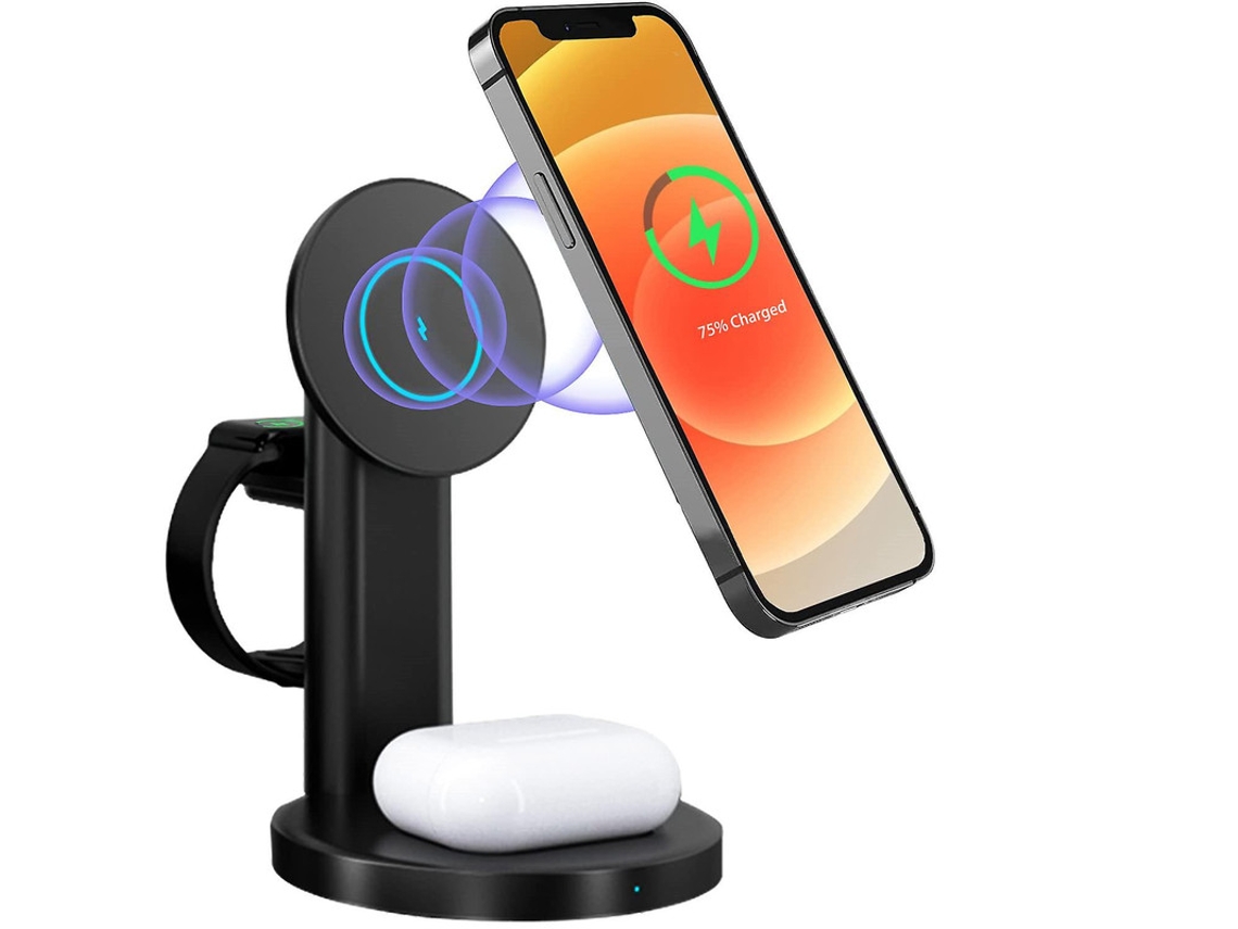 Carregador Magnético Sem Fio 3 Em 1, Estação De Carregamento Sem Fio Rápida Compatível Com Iphone 12/12 Pro / 12 Pro Max / 12 Mini / Magsafe