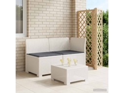 Vidaxl Sofá De Jardim 2 Lugares Com Almofadas Look Rattan Pp Branco