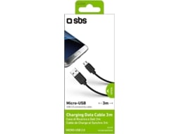 Cabo SBS TECABLEMICRO3K (USB - Micro-USB - 3m - Preto)