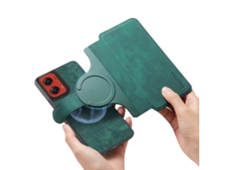 Capa Flip Para Moto G67/g77 - Com Design Magnético Destacável Verde Panoona