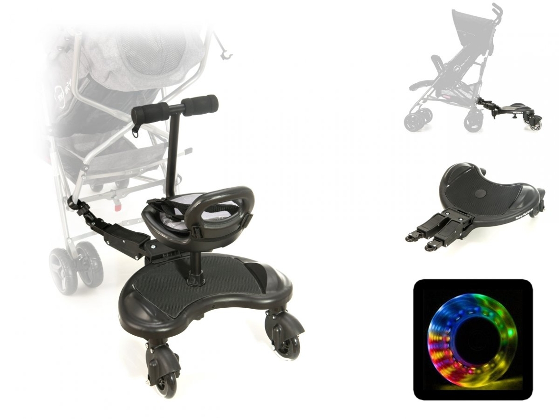 Carrinho de Passeio Universal Skate com Assento no Guiador Rodas Led Carregam 20 kg 2-5 Anos Trailer Carside MOBY SYSTEM