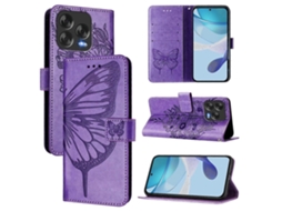 Capa De Couro Para Celular Com Borboleta Em Relevo