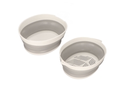 Cesta De Drenagem Dobrável Camada Dupla, Cinza Branco Pequeno, Armazenamento Frutas E Vegetais Para Cozinha Ao Ar Livre