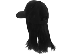 Boné De Beisebol Preto Com Presilha De Cabelo Ajustável Integrada, Ideal Para Uso Diário Feminino.
