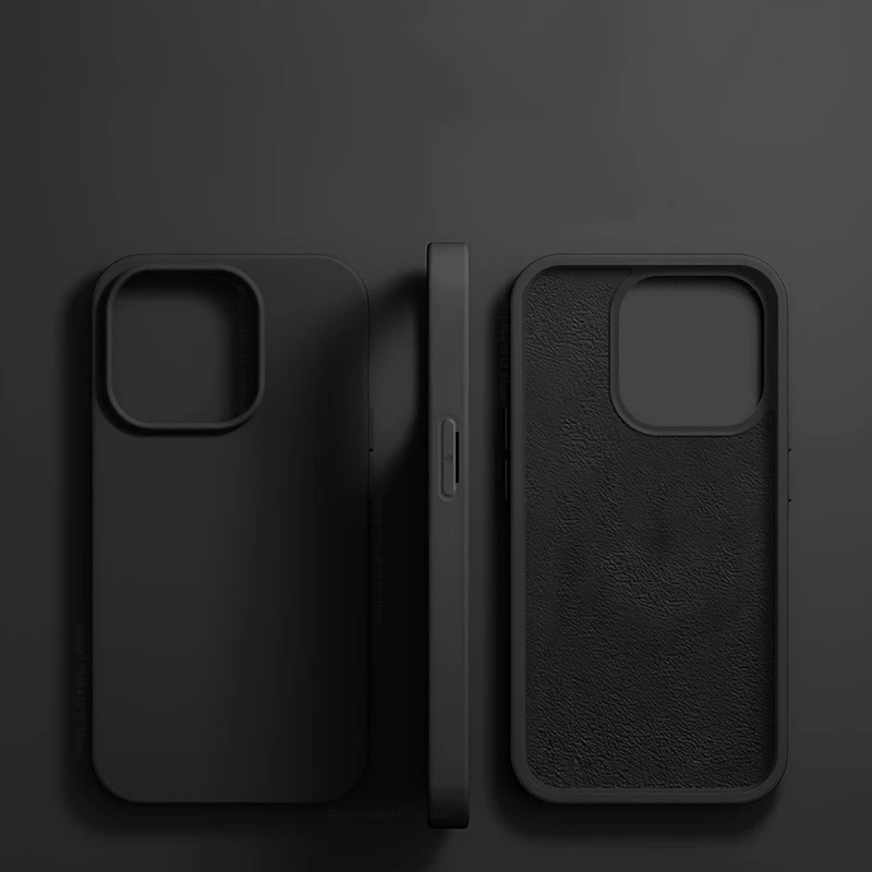 Capa De Luxo Em Silicone Líquido Para Iphone (preta, Iphone 11 Pro Max), Capa Macia À Prova De Choque.