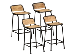 Vidaxl Bancos De Bar 4 Pcs Madeira Maciça De Mangueira Rústica
