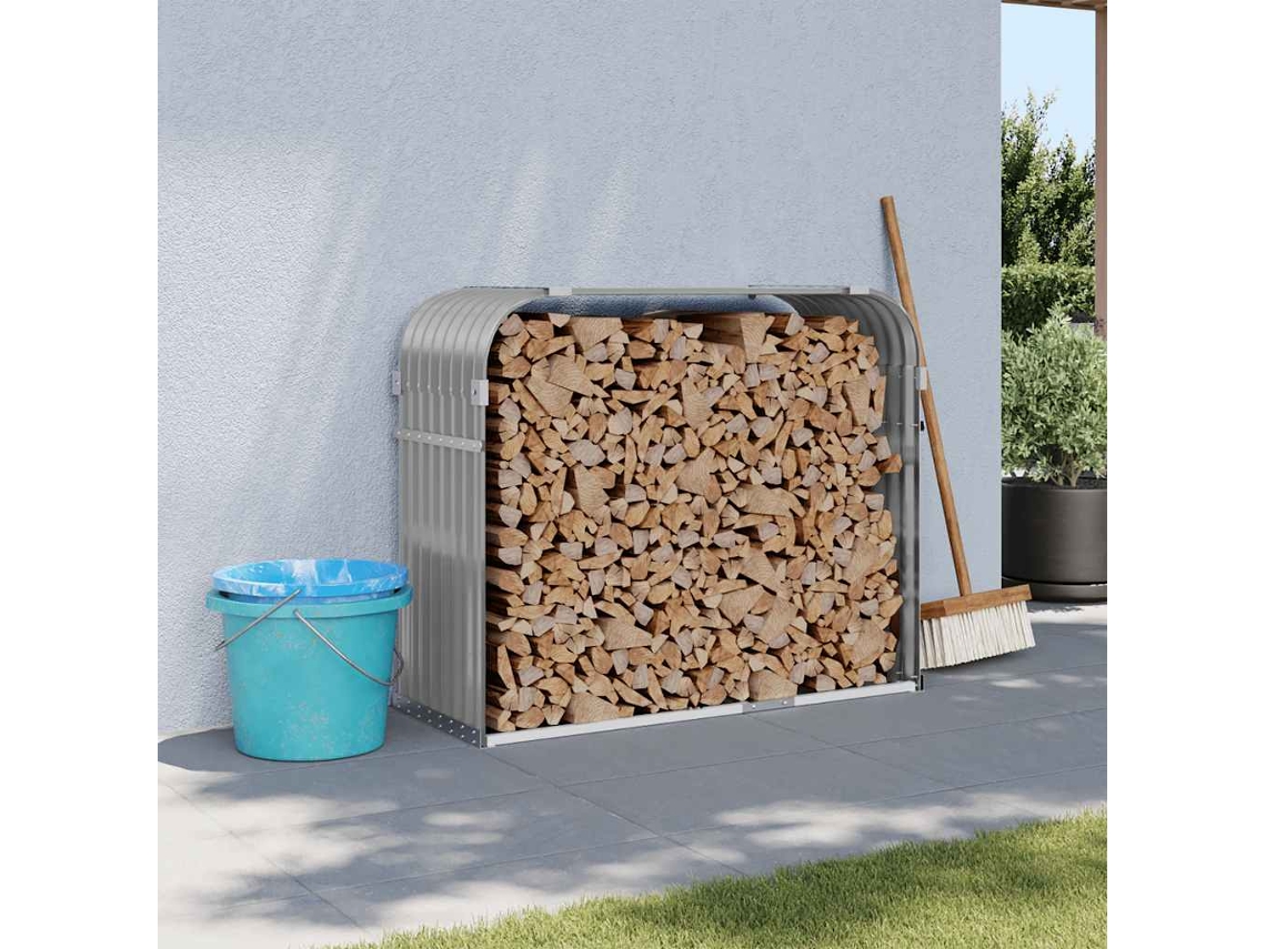 Vidaxl Suporte De Lenha 120x45x100 Cm Aço Galvanizado Cinza-claro