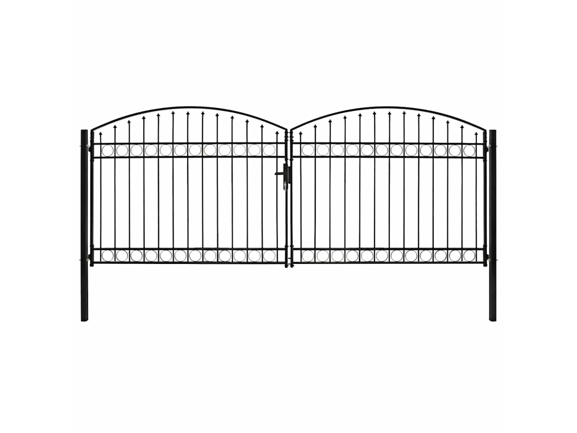 Vidaxl Portão De Cerca Assen Porta Dupla Com Topo Arqueado Em Aço 400x175 Cm