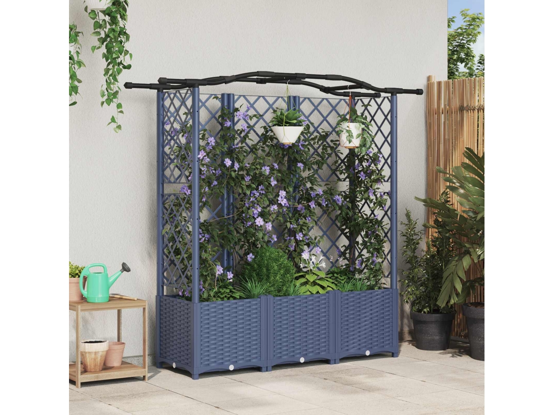 Vidaxl Cama Elevada Com Treliça E Telhado Cinzento 163 X 40 X 138 Cm