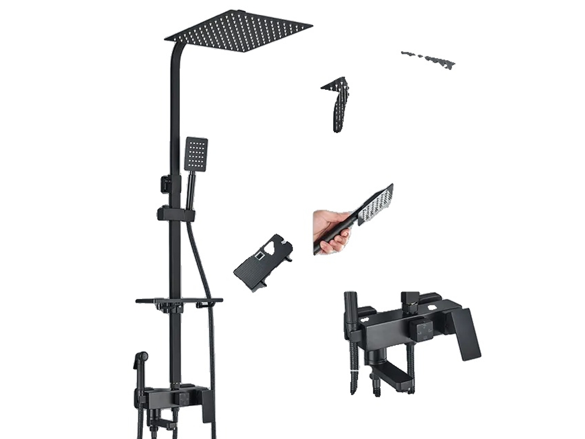 Conjunto De Torneira De Chuveiro, Ajustável Em 4 Vias, Design Moderno,preto 4 Ways 12 Inch Oem