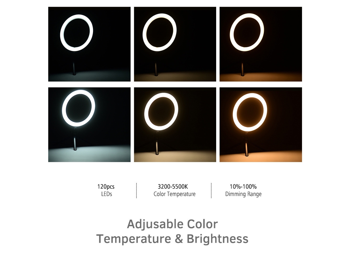 Luz Anular Led De 10 Polegadas Com Tripé E Suporte Para Telefone Controle Remoto 3200k-5500k Para Vídeos Streaming Maquiagem Selfie