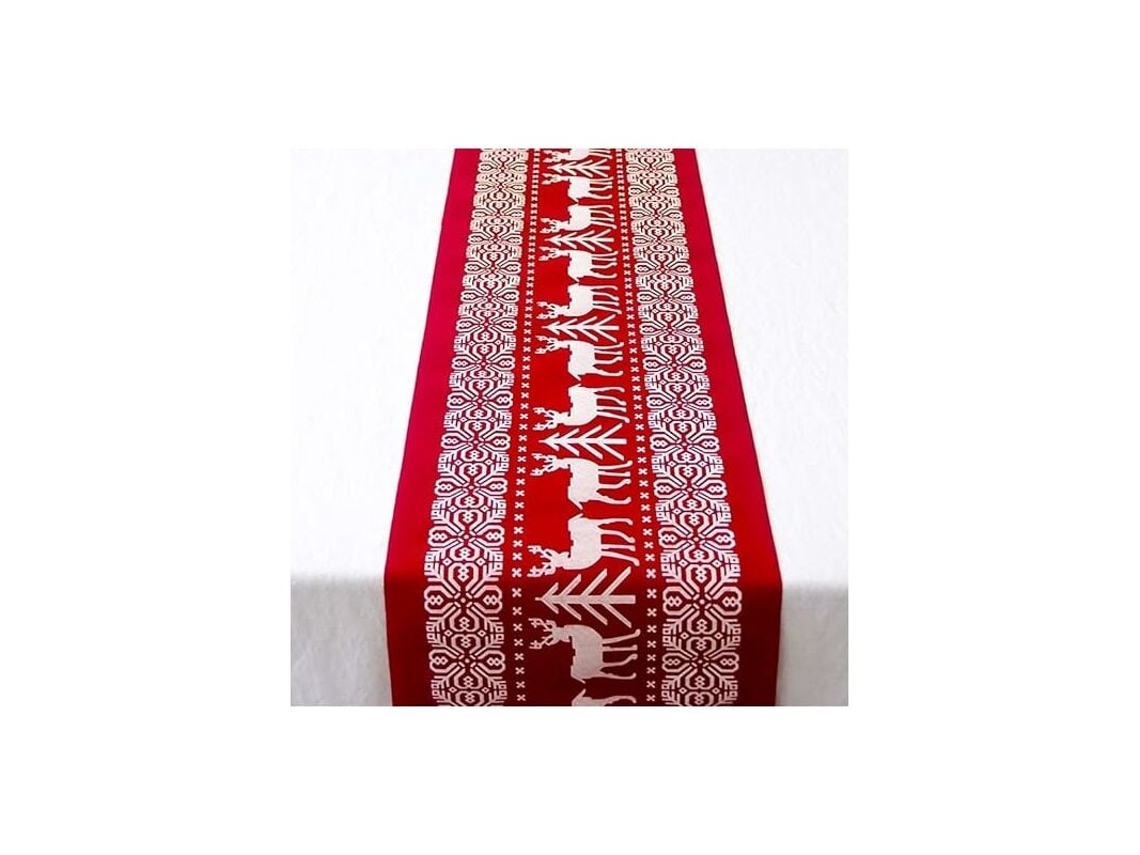 Lurelia Caminho De Mesa Algodão Linho Poliéster Vermelho 28x270cm Lavável Natal