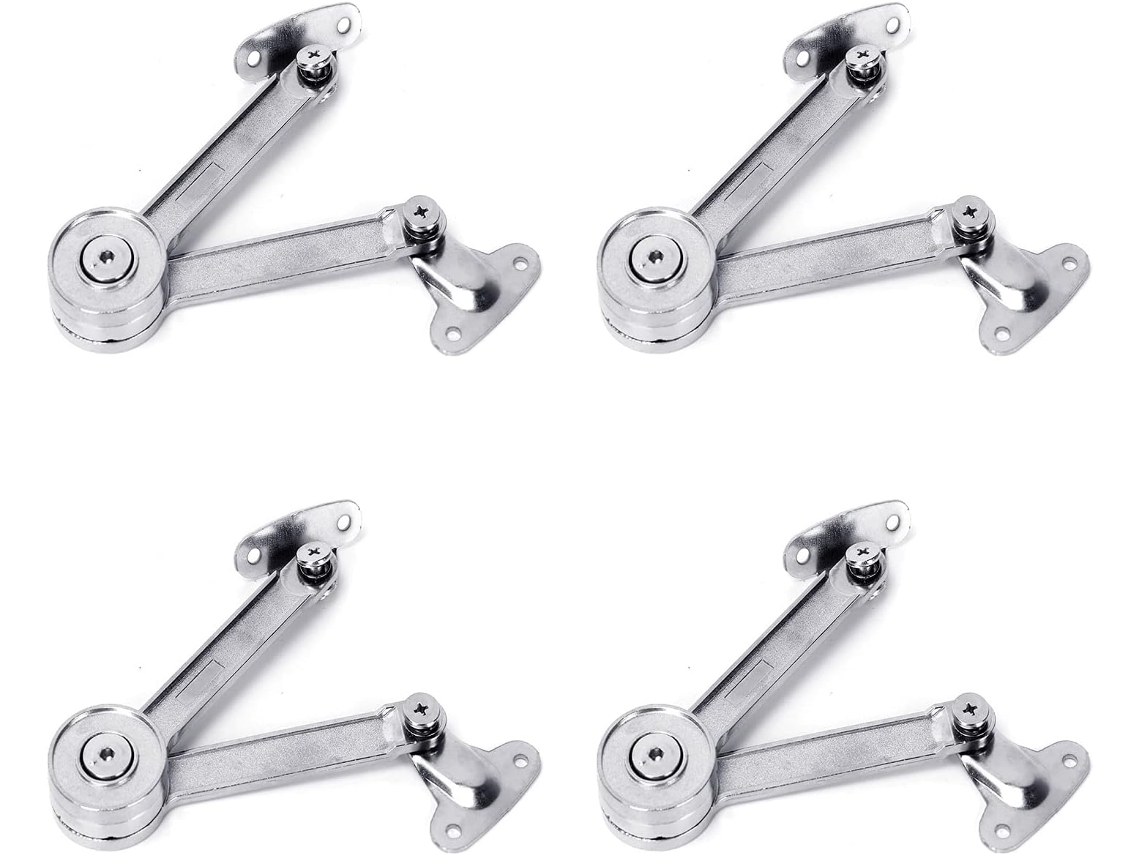 Conjunto De 4 Dobradiças Suporte Tampa Reforçadas Em Liga Zinco, Com Fechamento Suave, Ideais Para Armários, Guarda