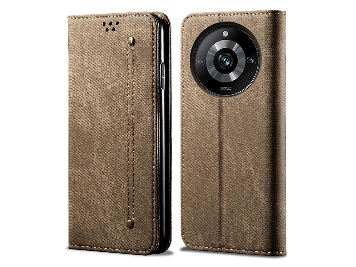 Capa De Couro Com Textura Jeans Para Realme 11 Pro / 11 Pro