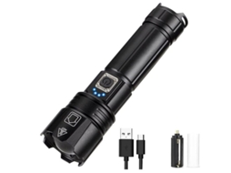 Lanterna Usb Recarregavel Zoom Ipx8 Bateria Litio Indicador Carregamento Preto Yizhood