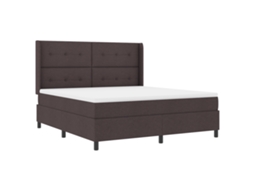 Cama  Com Estrado E Colchão, Led, Castanho Escuro, Vidaxl, Tecido (180x200 Cm)