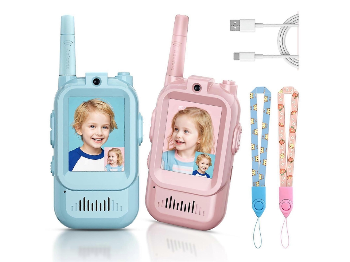 Walkie Talkie Infantil com Câmera, Pacote com 2, Função de Som e Selfie AQUAFORGE