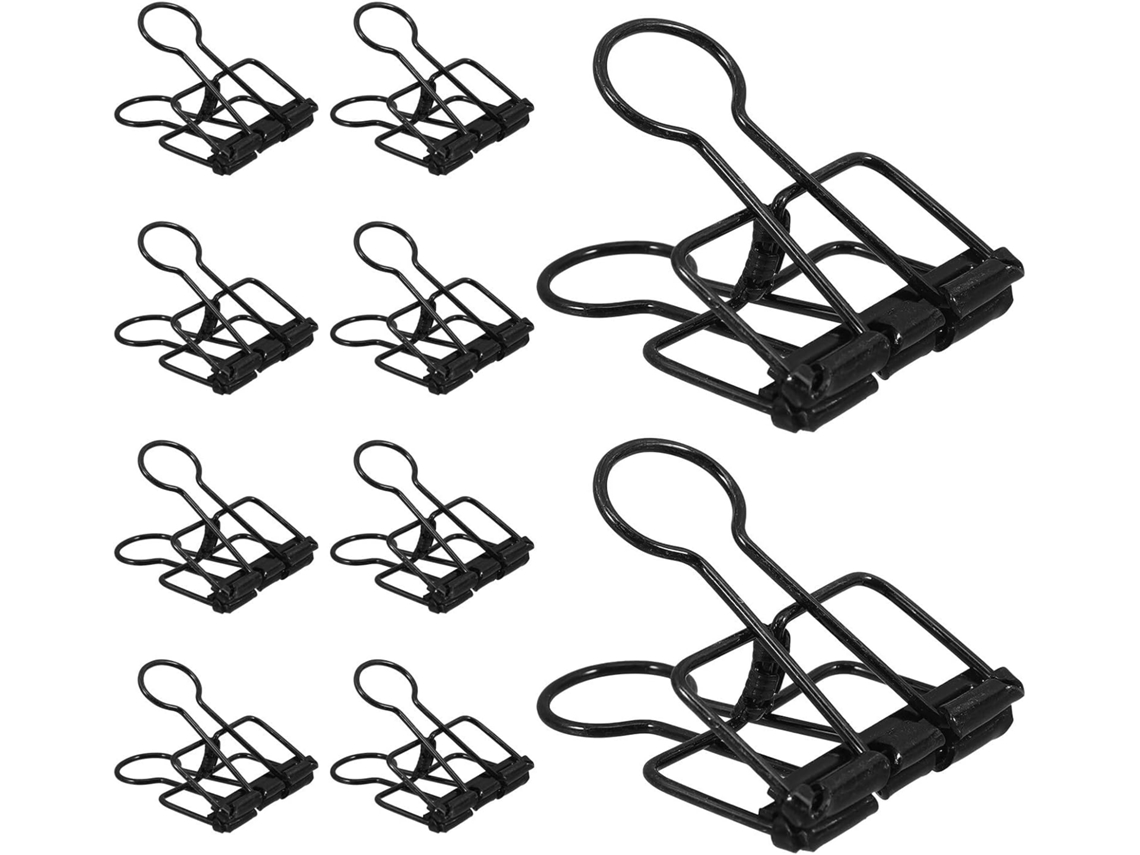 Toyandona Conjunto De 10-clipes Metálicos Pretos Para Organizar Documentos, Design Elegante E Superfície Lisa, Clipes