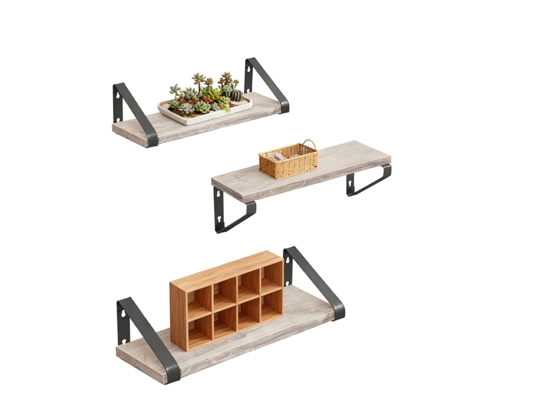 Conjunto De 3 Tamanhos De Prateleiras De Parede Para Sala Ou Quarto
