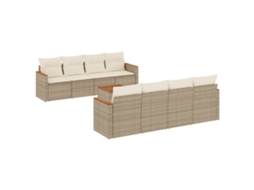 Conjunto de 9 Sofás para Jardim com Almofadões Vime Pe Bege MAISON EXCLUSIVE (90x200 cm)