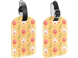 Conjunto De 2 Etiquetas Malas Viagem Masculinas Design Coelho E Ovo Amarelas