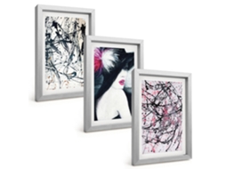 Composição De Quadros Padrões De Pintura Abstratos, Chapéu Espelharte (3 Peças 20x30 Cm)
