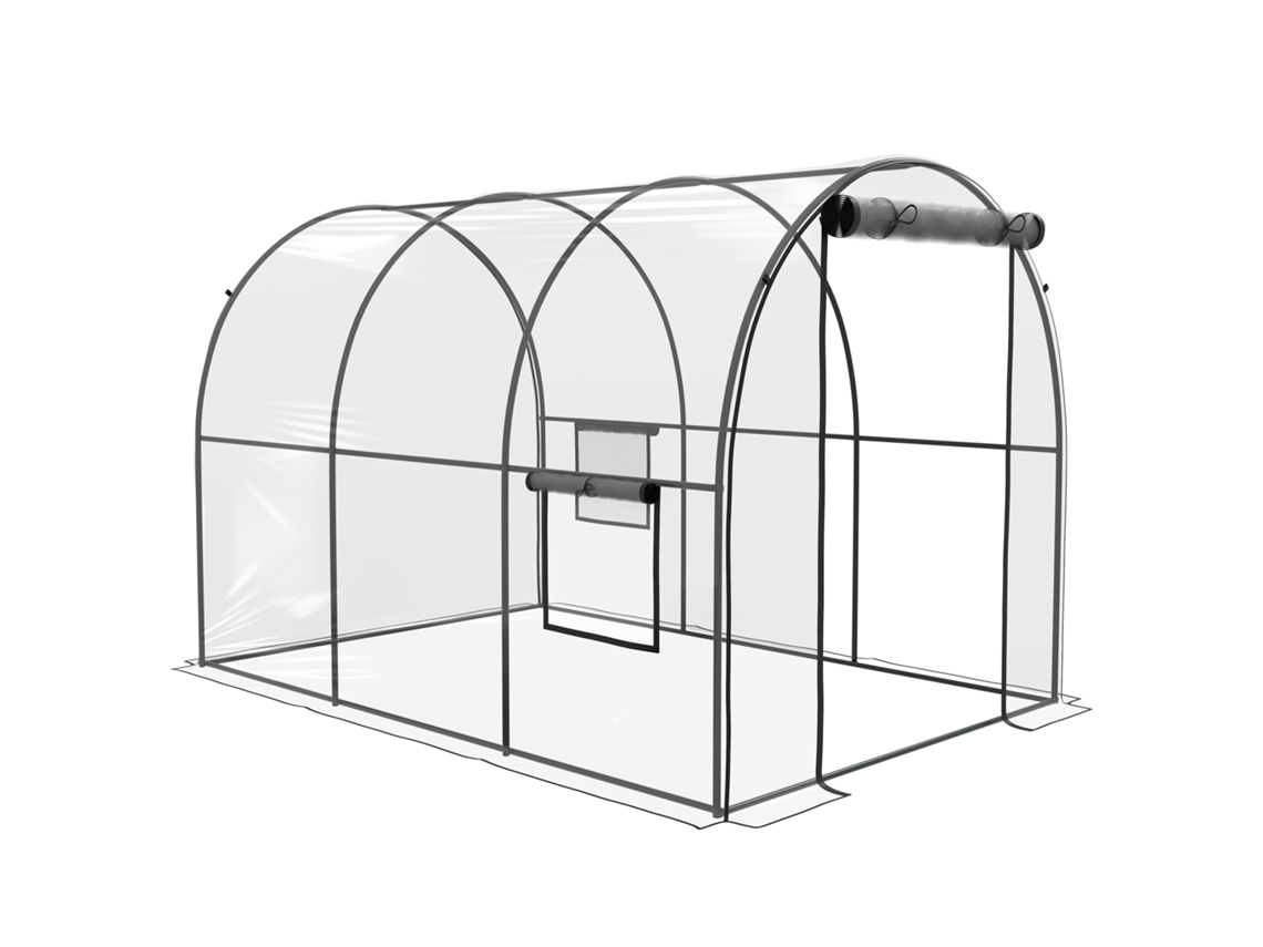 Estufa Túnel 6 M² 3x2x2 M Com Estrutura Tubular Reforçada, Porta Com Zíper E 2 Janelas Enroláveis Transparentes