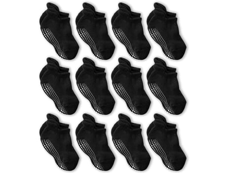 Meias Antiderrapantes De Tornozelo La Active, Para Meninos E Meninas, Preto, 12 Pares, 1 A 3 Anos