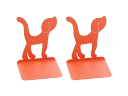 Suportes de Livro Nova Line de Metal, Forma de Cão, 2 Unidades, Decorativos, Laranja