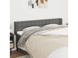 Vidaxl Cabeceira De Cama C/ Abas Tecido 183x16x78/88cm Cinzento-escuro