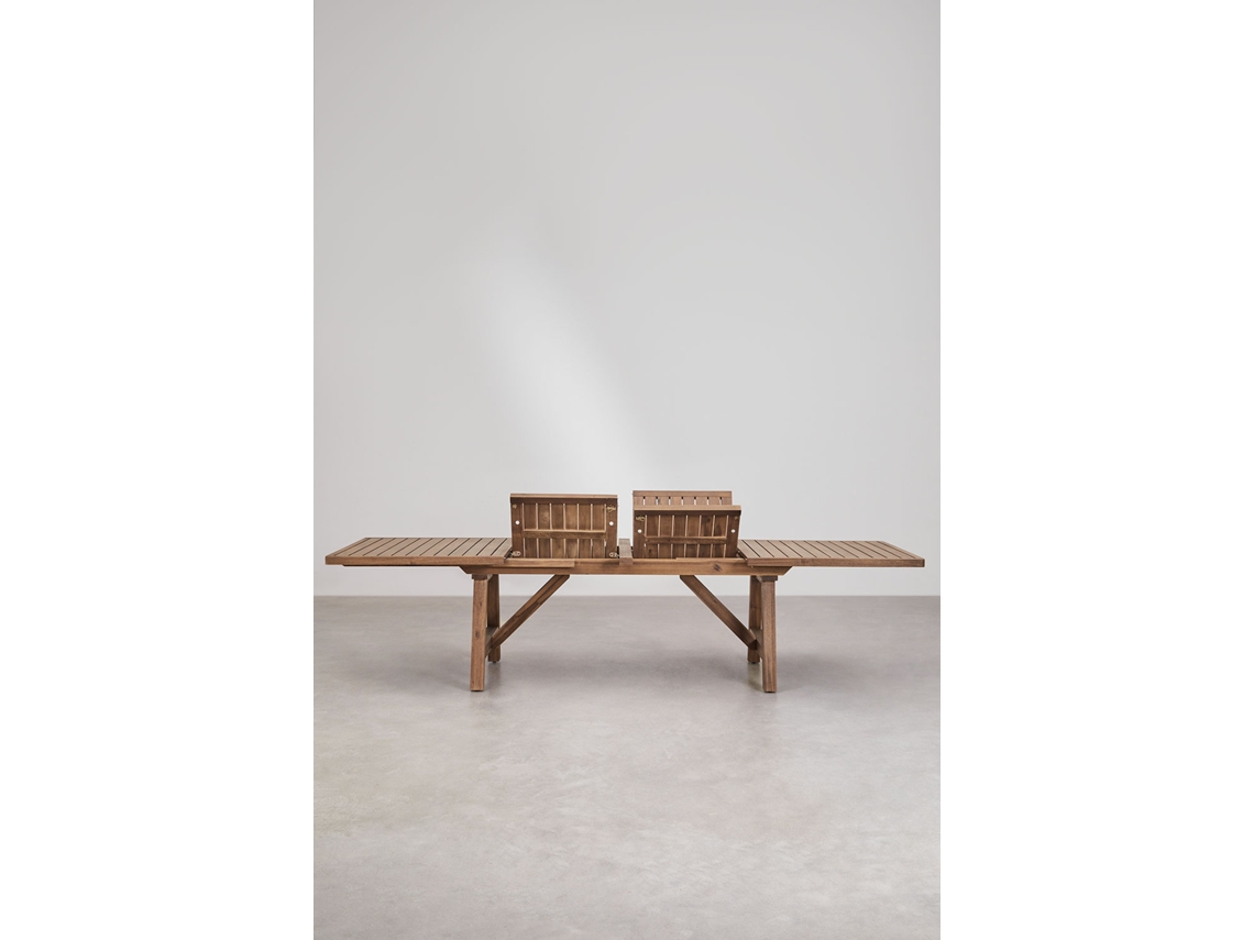 Sklum Mesa De Jantar Retangular Extensível 200-260-320x100 Cm Em Madeira De Acácia Dubai Madeira De Acácia Castanho-acácia Escuro