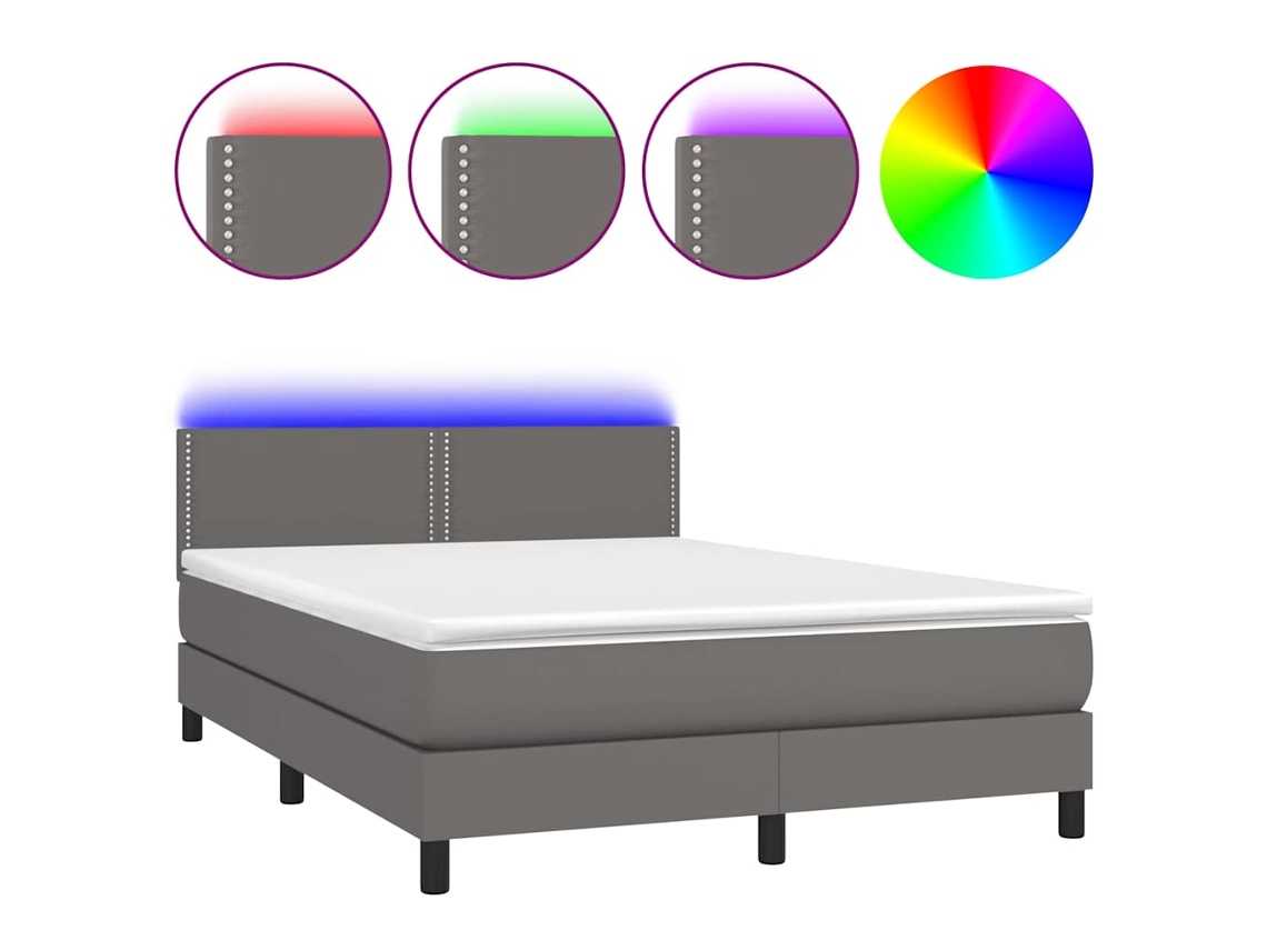 Box Spring Bed, Box Spring Beds Vidaxl Cinzeto Couro Artificial (140 X 200 Cm)