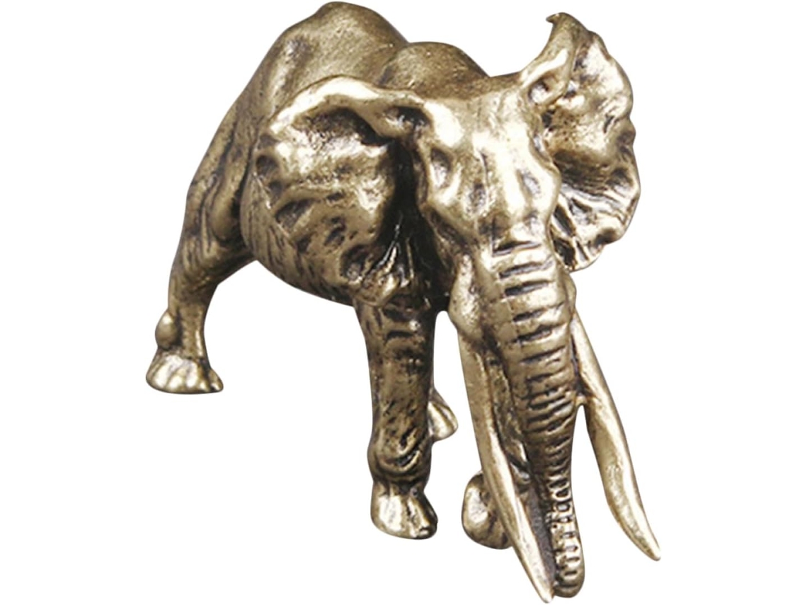 Estatueta Elefante Única Delicada Latão Banhado Escultura Artística Decoração Escritório Ornamento Elegante GOKOCO