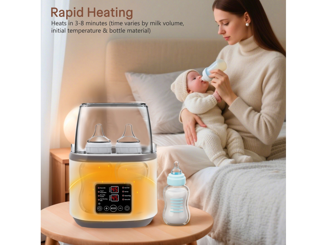 Aquecedor E Esterilizador De Biberões, Temperatura Ajustável, Copo Multifuncional Oito Em Um Com Toque Constante, Ideal Para Crianças, Educa