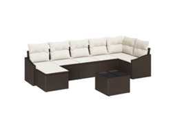 Conjunto 8 Sofá De Jardim Vidaxl Castanho Vime Pe (288,5 X 123,5 X 85 Cm)