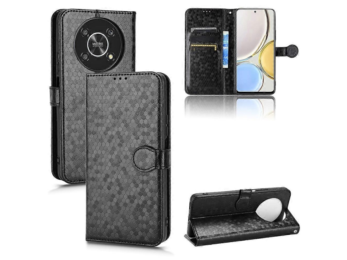 Capa De Couro Com Textura De Ponto Favo De Mel Para Huawei Honor X9.