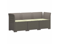 Vidaxl Sofá De Jardim 3 Lugares Com Almofadas Visual Rattan Pp