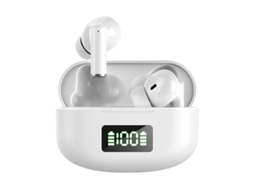 Fones de Ouvido Bluetooth Sem Fio com Visor Digital e Controles Sensíveis Ao Toque, Cancelamento de Ruído. MDUG (branco)