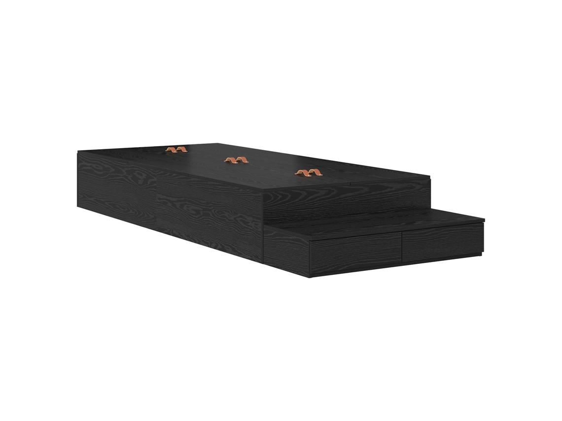 Conjunto 1 Estrado De Cama Com Arrumação Vidaxl Preto Madeira De Pinho Maciça (100 Cm)