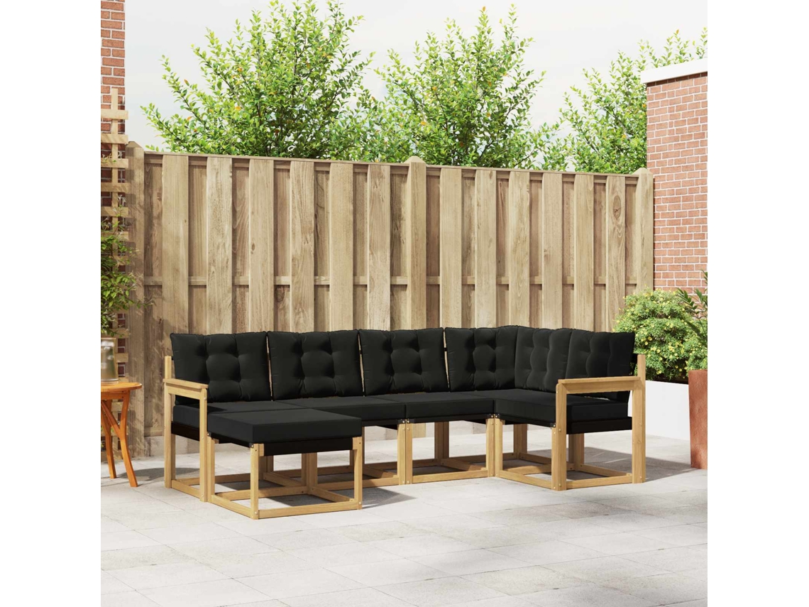Vidaxl Conjunto De Sofás Para Exterior 6 Pcs Branco E Preto