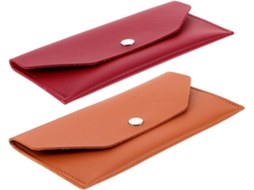 Conjunto De 2 Peças: Carteira Resistente Em Couro Pu E Carteira Retangular Longa Tipo Envelope.