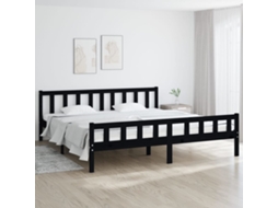 Estrutura De Cama 160x200 Cm Madeira Maciça Preto