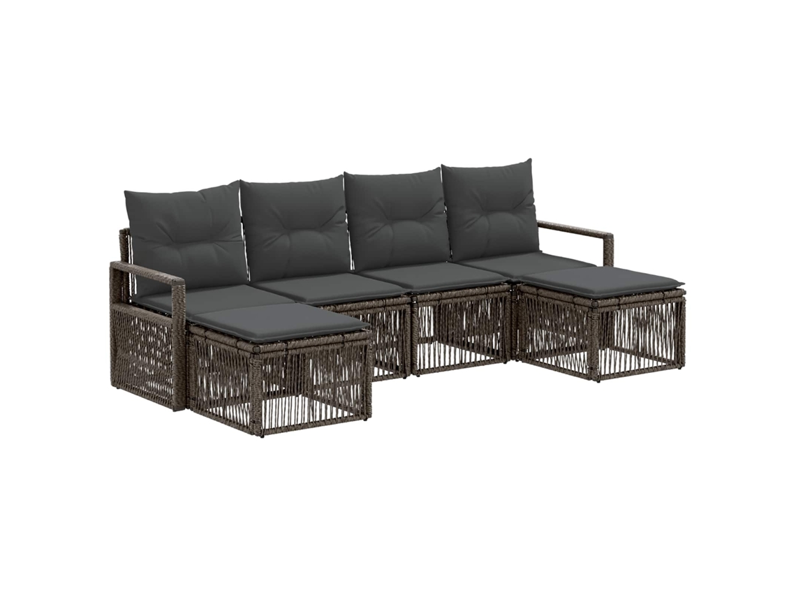 Vidaxl Conjunto De Sofá De Jardim 6 Pcs Cinzento Vime Pe