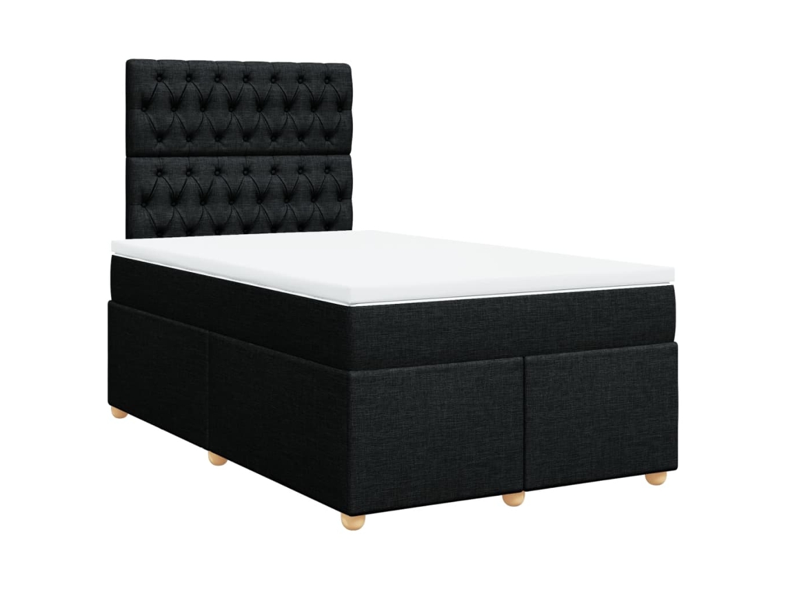 Vidaxl Cama Com Molas/colchão 120x200 Cm Tecido Preto