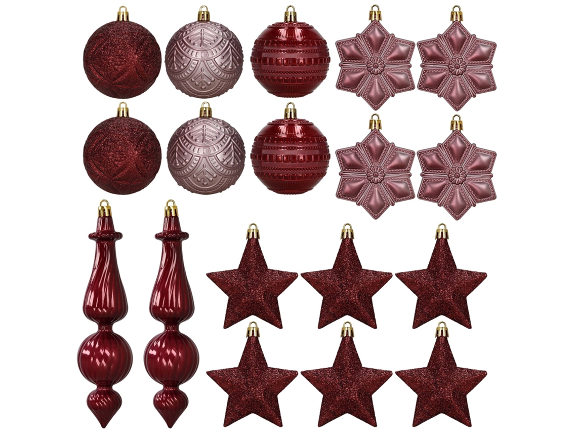 Conjunto De 18 Bolas De Natal, Pingentes Cor De Vinho, Brilhantes E Foscos Springos