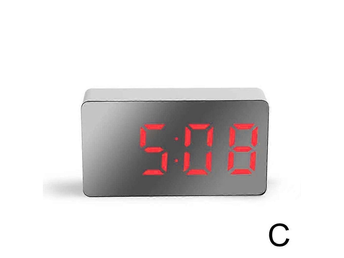 Mini Led Mirror Clock Electronic Digital Travel Clock Practical Clock Portablered