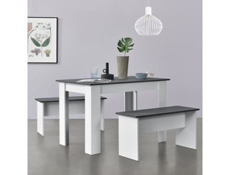 Conjuntos de Refeição [EN.CASA] Branco/Cinzento (Painel de aglomerado de partículas - 110 x 70 x 73 cm)