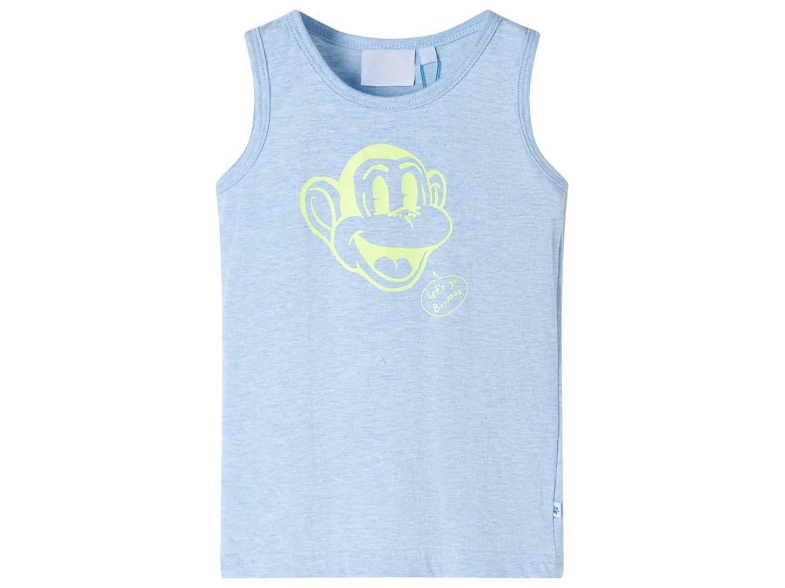 T-shirt De Manga Cava Para Criança Azul-suave 116