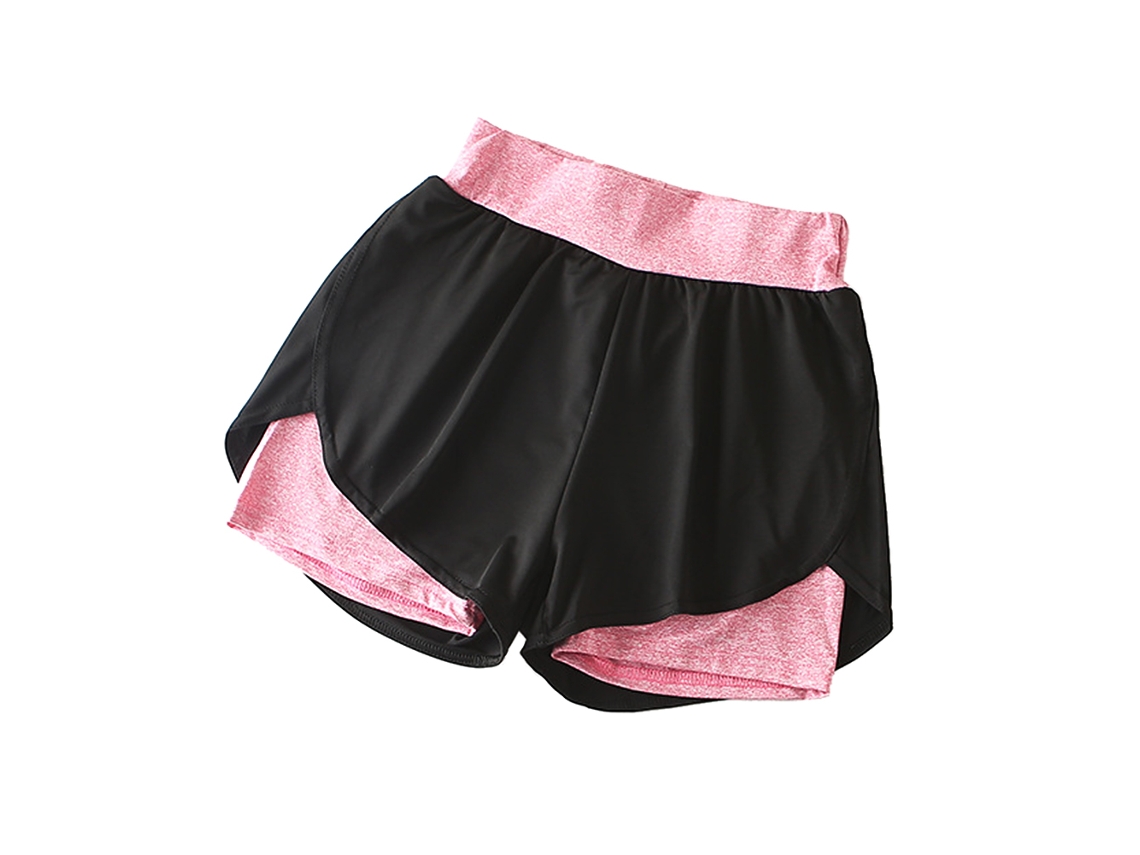 Bermudas De Esporte Feminino De Cintura Alta Solto Secagem Rápida Para Yoga Treino Corrida Vermelho Rosa Xl